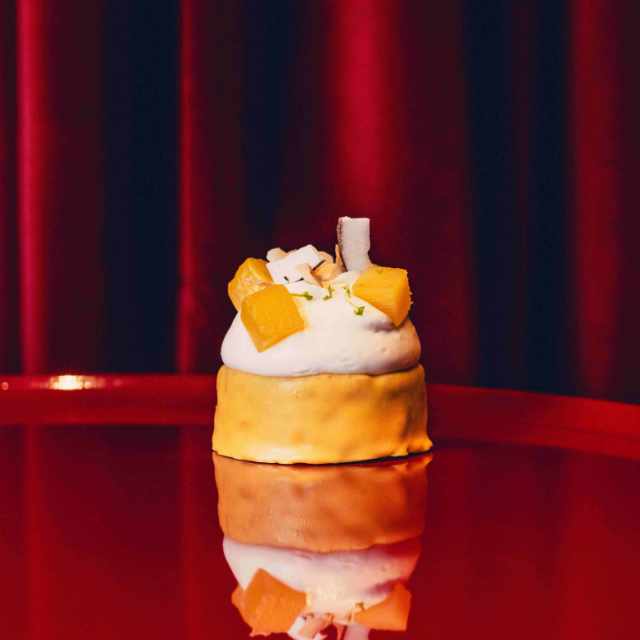 Perfectly baked piña colada scone with pineapple pieces and coconut flakes, a luxury treat from Scoff at The Savoy.